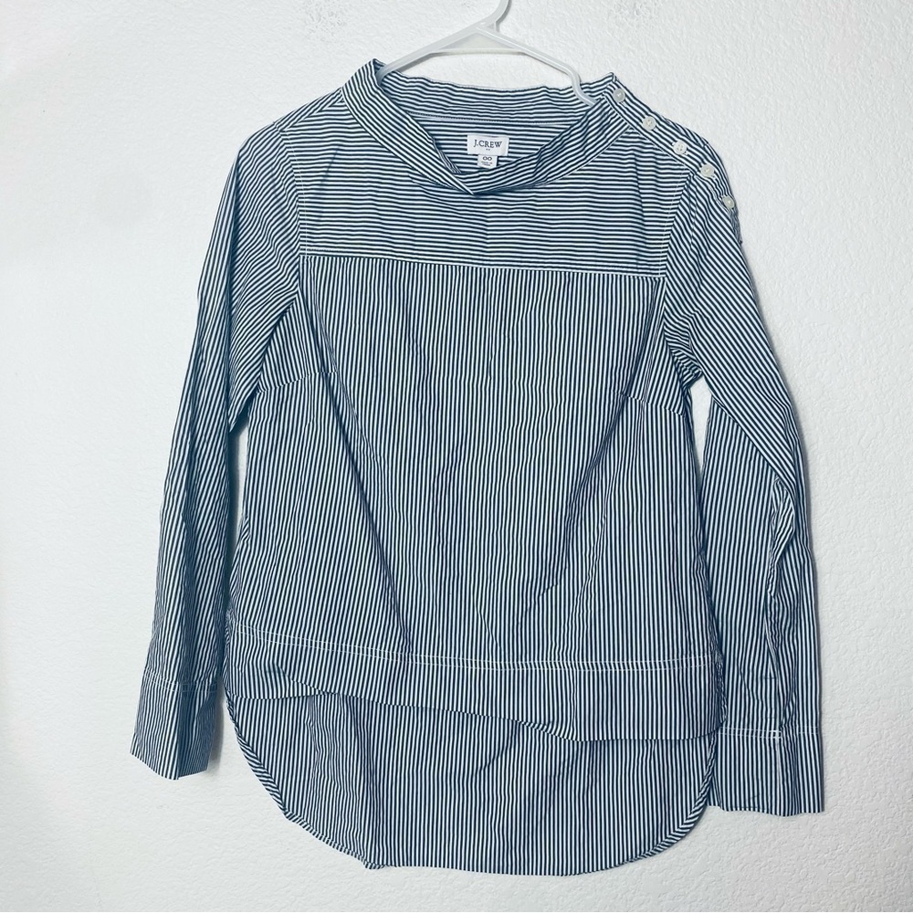 J. Crew Striped Funnel Neck Long Sleeve Top Size:00